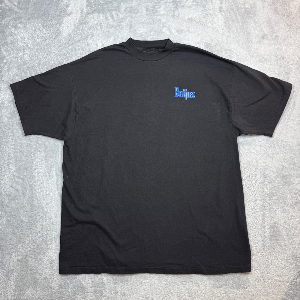 Vintage Hanes The Beatles T Shirt Mens XL Black Band Graphic Music Rock Y2K